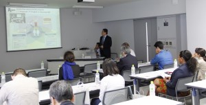 © 2014 The University of Tokyo. Professor Okada introduces research at RCAST during the briefing.