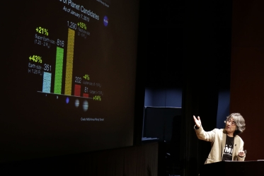 Kavli IPMU Director Murayama giving the talk